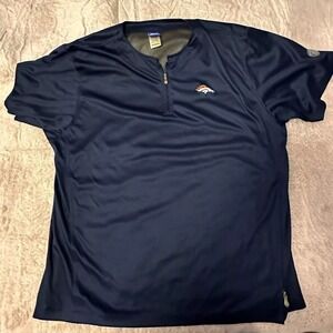 Reebok NFL Denver Broncos Men's 2XL Navy Blue 1/4 Zip Pullover Shirt Side Zip